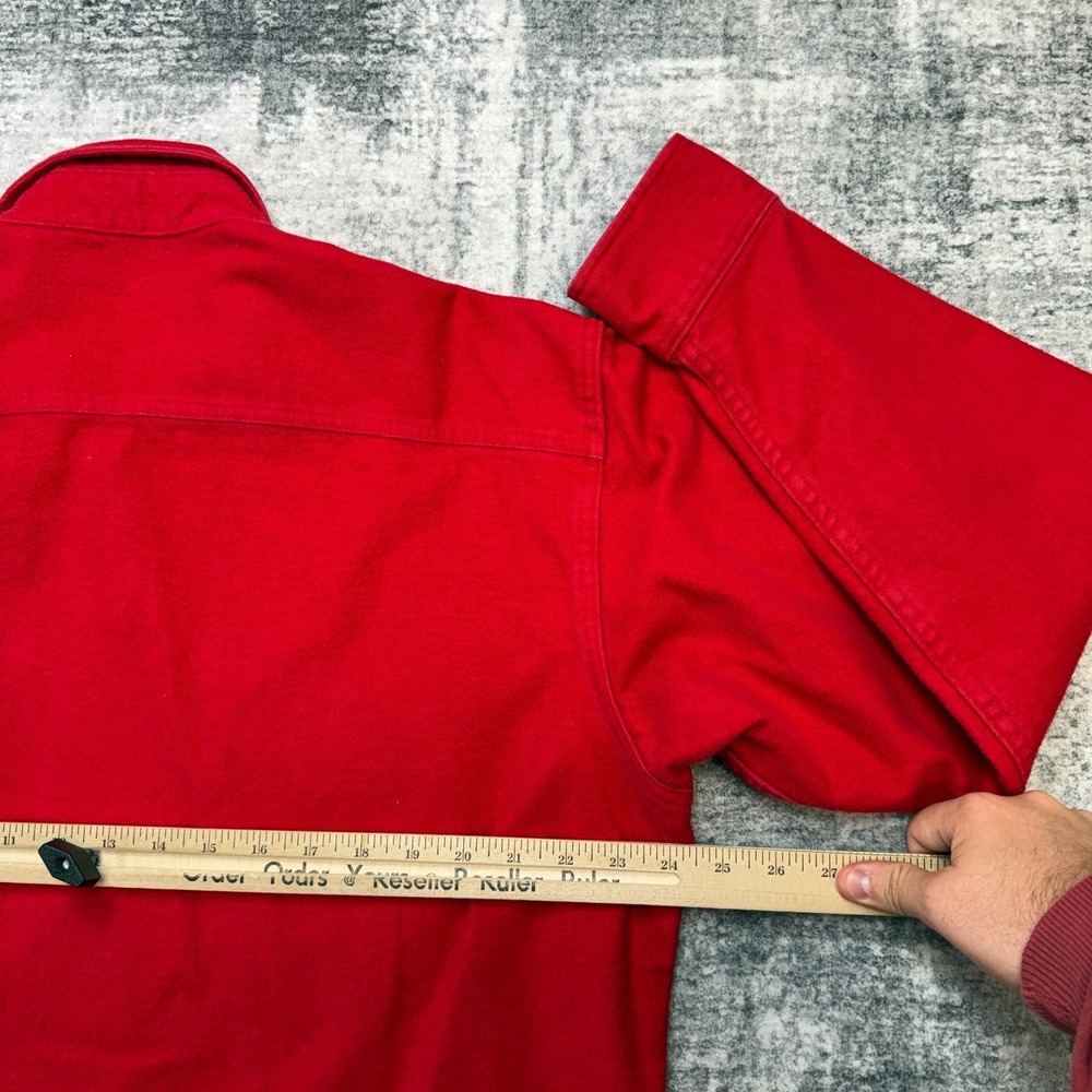 VTG Woolrich Shirt Mens Large Red Chamois Cloth Flannel Heavy Workwear Chore 90s - Picture 8 of 10